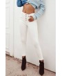 White Button Up Pocket High Waist Casual Jeans