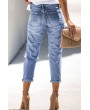 Light-blue Ripped Distressed Pocket Casual Jeans