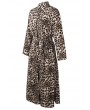 Brown-leopard Long Sleeve Lapel Button Apparel Maxi Shirt Dress