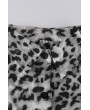 Black-leopard Long Sleeve Lapel Button Apparel Maxi Shirt Dress