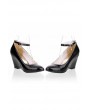 Faux Patent Leather Buckle Strap Stylish Wedges