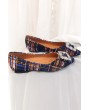 Blue Plaid Pointed Toe Casual Flats