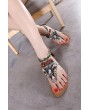 Bead Faux Gemstone Boho Thong Flat Sandals
