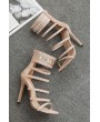 Apricot Studded Cutout Strappy Stiletto High Heel Sandals