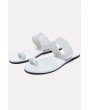 White Toe Ring Thick Band Slip-on Sandals