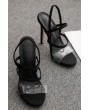 Black Clear Strappy Stiletto High Heel Sandals