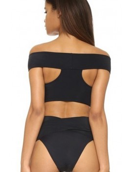 Black Off Shoulder High Waist Apparel Two Piece Swimsuit