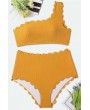 Orange Scallop One Shoulder Padded Apparel Swimwear