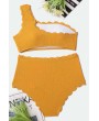Orange Scallop One Shoulder Padded Apparel Swimwear