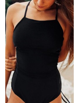 High Neck Padded Back Lace Up Apparel One Piece Swimsuit