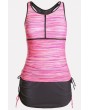 Pink Ombre Racer Back Skirted Sports Apparel Tankini Swimsuit