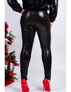 Black Glitter Sequin Apparel Plus Size Pants