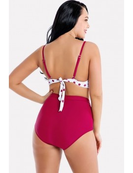Red Polka Dot Push Up High Waist Apparel Plus Size Swimwear