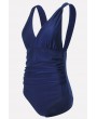 V Neck Ruched Padded Apparel One Piece Swimsuit