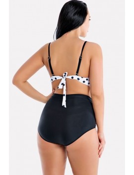 Black Polka Dot Push Up High Waist Apparel Plus Size Swimwear