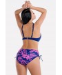 Dark-blue Floral Underwire Push Up Tie Sides Apparel Plus Size Swimwear