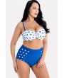 Blue Polka Dot Push Up High Waist Apparel Plus Size Swimwear