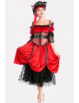 Black-red Pirate Dress Adults Halloween Cosplay swimwear