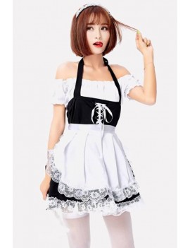Black-white Maid Dress Apparel Halloween swimwear