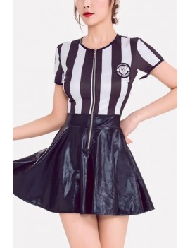 Black-white Stripe Referee Dress Apparel Halloween swimwear