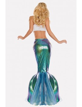 Teal Mermaid Dress Apparel Halloween Cosplay swimwear