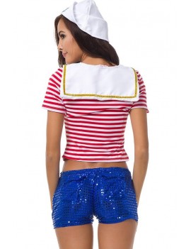Red Cheerleader Stripe Apparel Cosplay swimwear