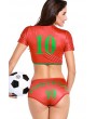 Red Football Cheerleader Crop Top Shorts Apparel Sports swimwear
