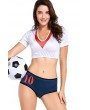 White Football Cheerleader Crop Top Shorts Apparel Sports swimwear