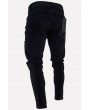 Men Black Zipper Front Ripped Casual Slim Jeans