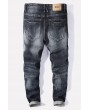 Men Black Ripped Pocket Casual Jeans
