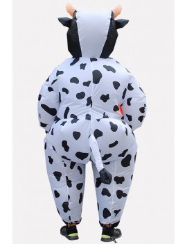 Men Black-white Cow Inflatable Adult Halloween swimwear