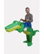 Men Green Ride Crocodile Inflatable Funny Halloween swimwear