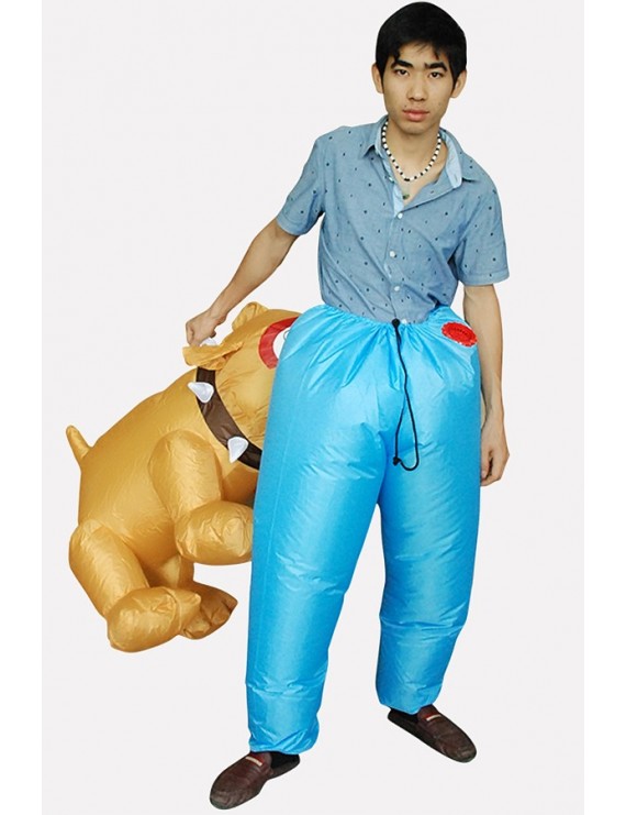 Men Jade-blue Biting Dog Riding Inflatable Adult Halloween swimwear