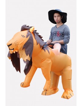 Men Orange Ride Lion Inflatable Funny Halloween swimwear