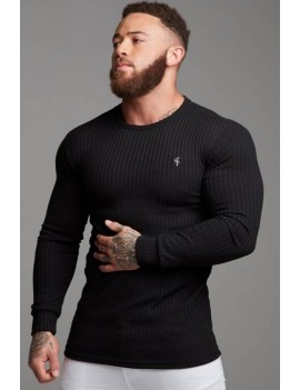 Men Embroidery Round Neck Long Sleeve Sports Tee