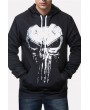 Men Skull Print Pocket Front Hooded Sports Sweatshirt