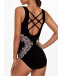 Strappy Back Lace Up Front One Piece Swimwear