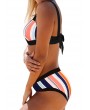 Tie Back Multicolor Striped Swimwear Set