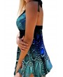 Halter Peacock Feather Print Swimdress and Panty