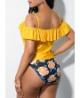 Ruffle Overlay Tankini Top and Flower Print Panty
