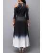 Cold Shoulder Keyhole Neckline Sequin Embellished Printed Maxi Dress