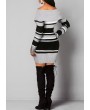 Long Sleeve Stripe Pattern Off the Shoulder Sweater Dress