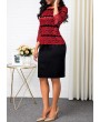 Lace Patchwork Round Neck Black Knee Length Dress