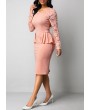 Lace Patchwork Round Neck Long Sleeve Dress