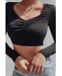Ruched Long Sleeve Apparel Crop Top