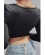 Ruched Long Sleeve Apparel Crop Top