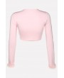 Light-pink Faux Fur Knotted Long Sleeve Apparel Crop Top