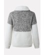 Gray Two Tone Zipper Pocket Casual Sweatshirt