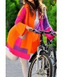Color Block Open Front Long Sleeve Chic Cardigan