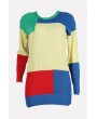 Red Color Block Crew Neck Long Sleeve Casual Sweater